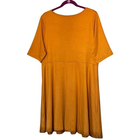Forever 21+ Womens Dress Scoop Neck A-Line Midi 3X Mustard Fall Thanksgiving USA - Picture 2 of 8
